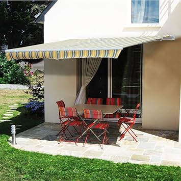Greenbay Manual Awning Canopy Yellow Stripe 3x2 5m Retractable