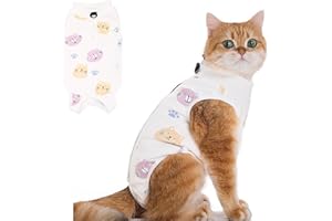 IKIKICUBEE Cat Recovery Suit for Spay Abdominal Wounds Female, Onesie for Cats After Surgery, Surgery Recovery Suit Kitten Onesie for Cats Anti Licking (Cat, Medium)
