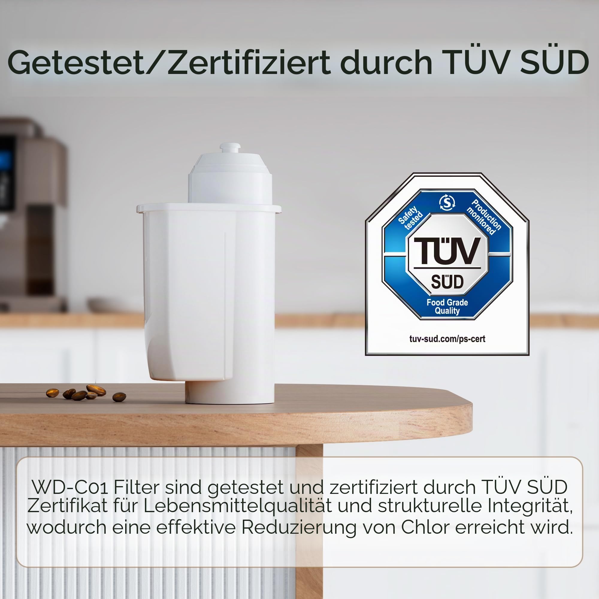 Waterdrop Ersatzwasserfilter für Siemens® EQ Series, EQ5, EQ6, EQ7, EQ9, EQ500, Bosch® TCZ7003, TCZ7033, für Brita® Intenza® 575491, TÜV SÜD Zertifiziert, Pack of 4 2