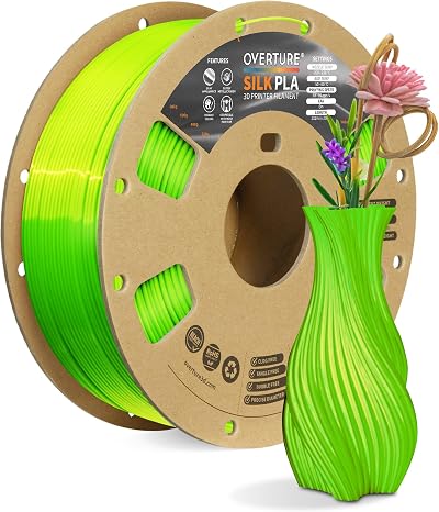 OVERTURE Silk PLA Filament 1.75mm 1kg Neon Green Shiny Spool