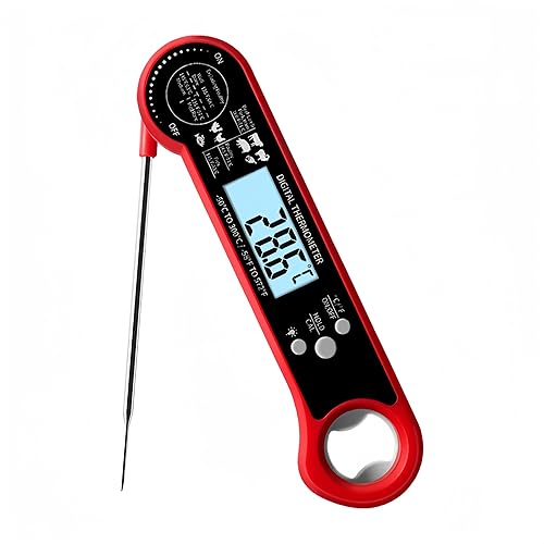 Meat Thermometer with Foldable Probe, Digital Instant Read Food Thermometer Waterproof & Instant Read for Kitchen Food Cooking Baking Candy Liquid
