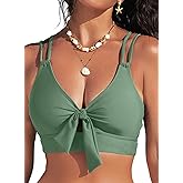 Herseas Push Up Bikini Top for Wome Knot Tie Swim Tops Adjustable Double Spaghetti Straps Swimsuit Top 2026