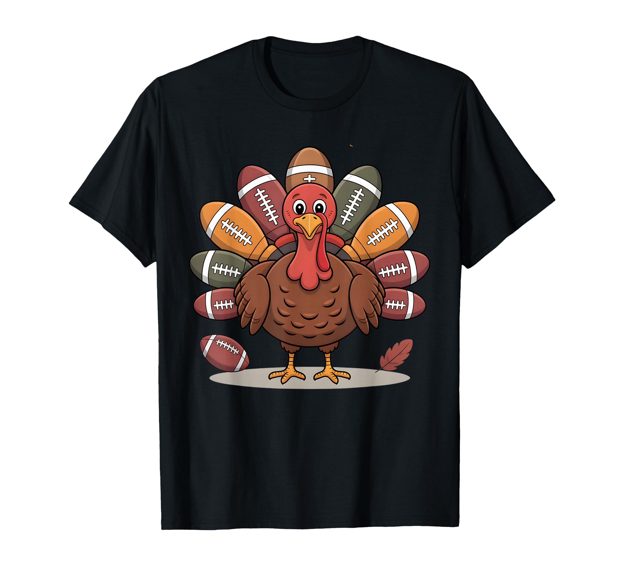 View 1 of *RED* Thankful Football Turkey Thanksgiving Fall Boys Men Women T-Shirt XLARGE