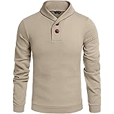 COOFANDY Men's Fashion Shawl Collar Pullover Casual Long Sleeve Knitted Sweater Sweatshirts