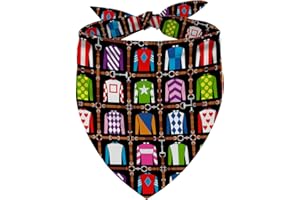 PUDODO Derby Time Dog Bandana Kentucky Attire Triangle Dog Scarf Adjustable Accessories for Small Medium Dogs Cats Pets