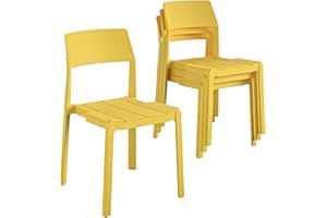 Novogratz 87817YLW4E Poolside Collection, Chandler Stacking, 4-Pack, Bright Yellow Dining Chairs