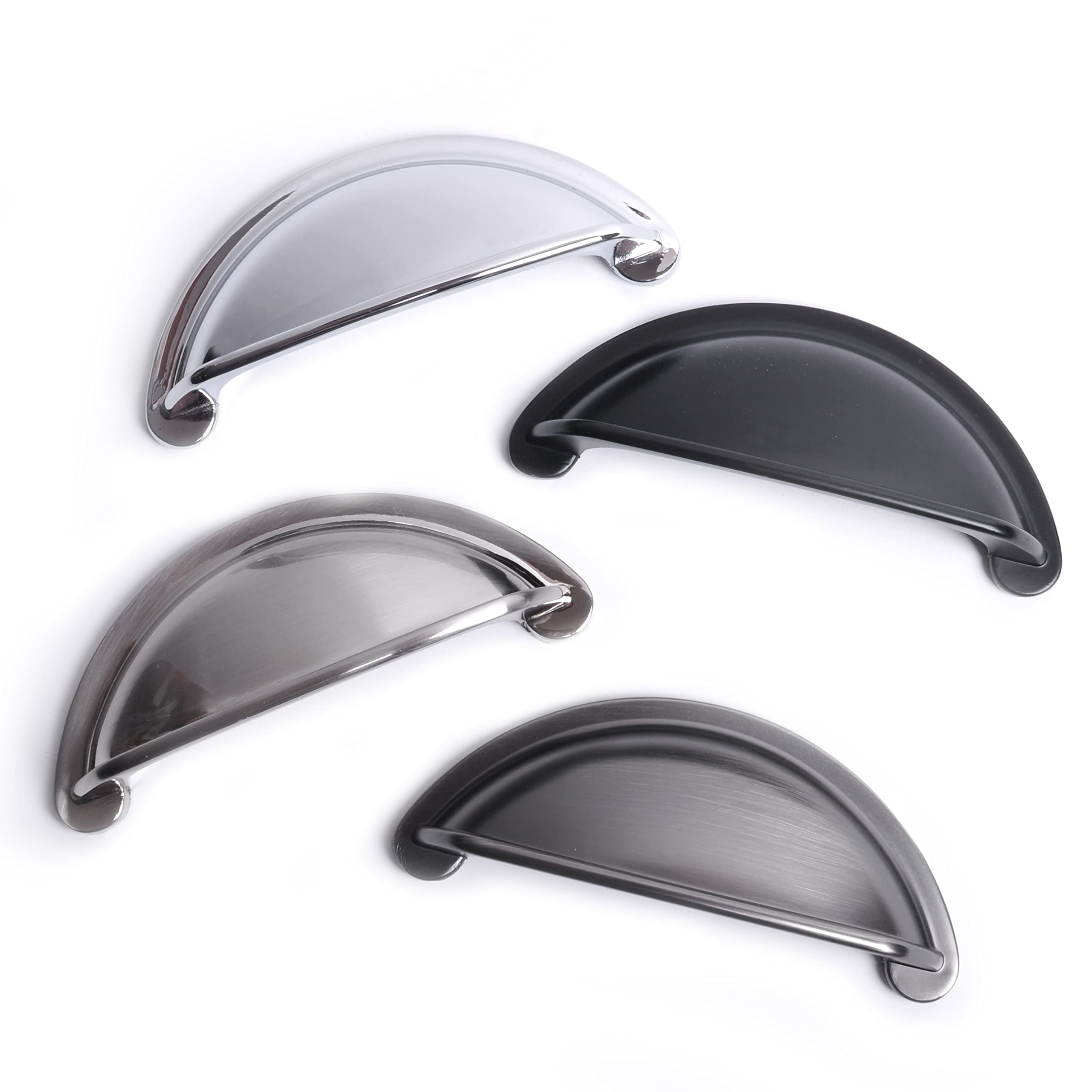 BSM Marketing Ariel Cup Pull Handles Matt Black Multi Pack Cabinet Hardware (10, Black)