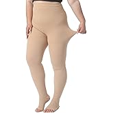Plus Size 5XL Compression Pantyhose for Women Men, 20-30 mmHg Graduated Compression Tights, Opaque Toeless Compression Stockings Waist High Support Tights for Swelling, DVT,Pregnant, Teacher, Doctor