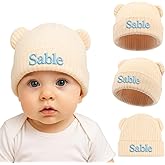 Rucekia Personalized Baby Hat for Boys Girls Custom Name Newborn Beanies 0-12 Months Knit Winter Hats Preemie Infant Gifts