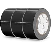 AMOGATO 3 Roll Heavy Duty Black Duct Tape-Professional Grade Outdoor Waterproof Duct Tape,Tear by Hand Design for Self-Healin