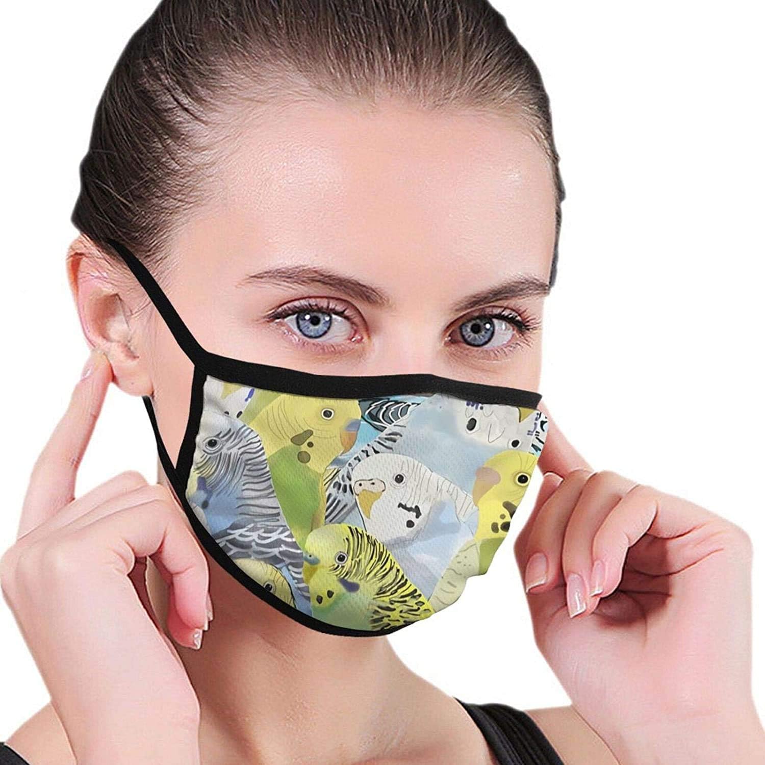 kedishdar Running Masksï¼ Budgie Parakeets,Adjustable Reusable Outdoor Protective Black Masks 