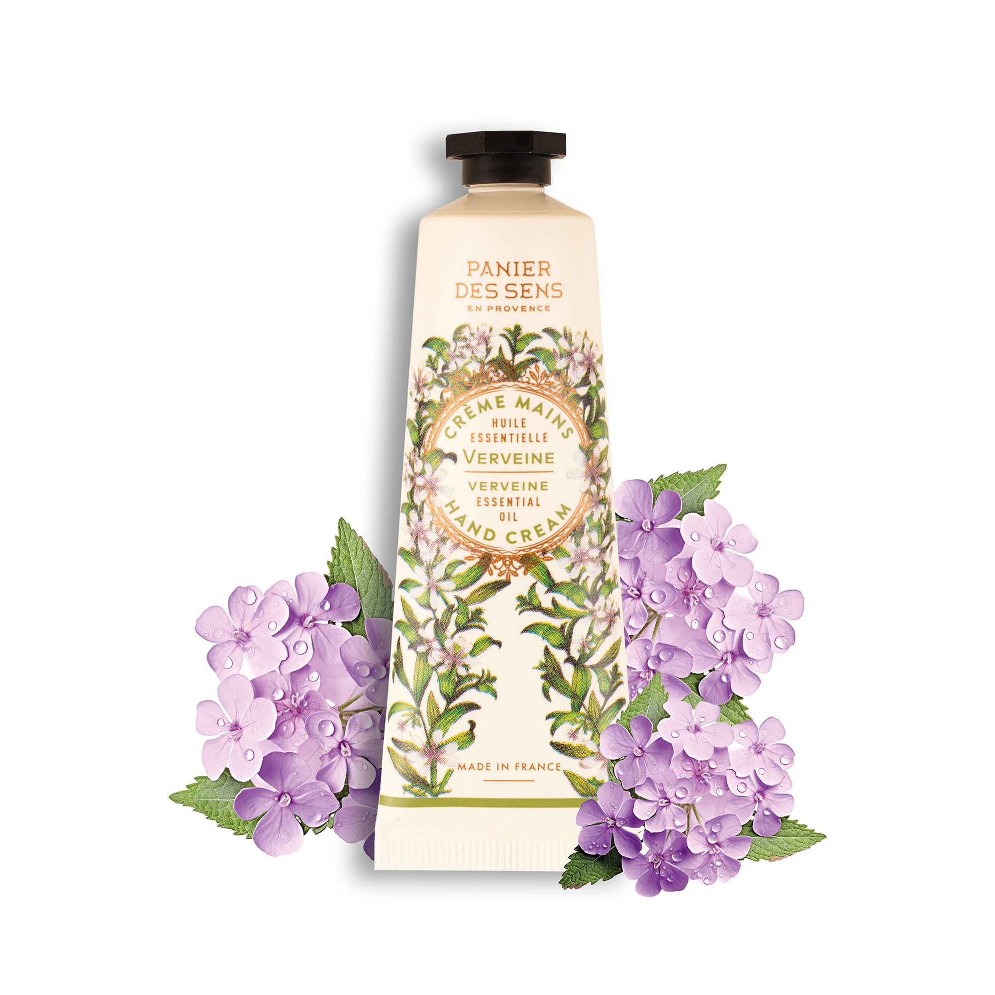 Panier des Sens - Verbena Hand Cream - For very Dry Hands and Skin - Vegan Hand Cream for Women and Men - With Almond & Olive Oil - Made in France 96% Natural Ingredients - 30ml