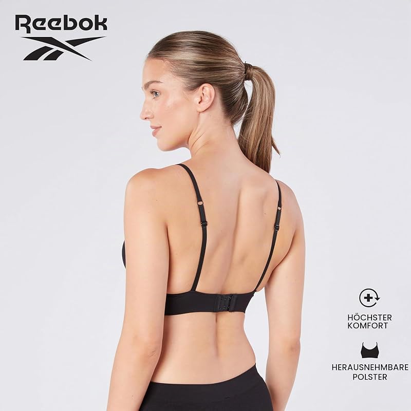 Justine Sport BH Damen Crop Top | Bustier Damen Sport Top Damen aus Stretch-Baumwolle mit herausnehmbarem Pad – Schwarz Klein