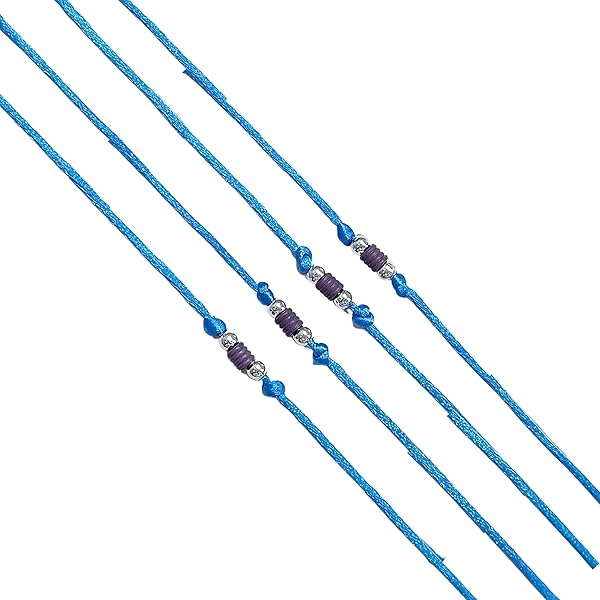 thumbnail image 2 of Buy IndoTribe Premium 7Pc Rakhi Set Rakhi For Brother And Bhabhi 4 Pc Rakhi Bracelet With 1 Diya, Roli & Akshat. Rakhee For Brother Raksha Bandhan Bracelet At 2 of 13