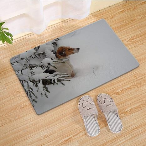 Amazon フロアマット バスマット サイズ 45cmx75cm 犬雪散歩狩り 玄関マット トイレマット 足ふきマット 滑り止め加工 家庭用 消臭 抗菌 強い吸水 速乾性 お風呂マット カーペット 玄関マット オンライン通販