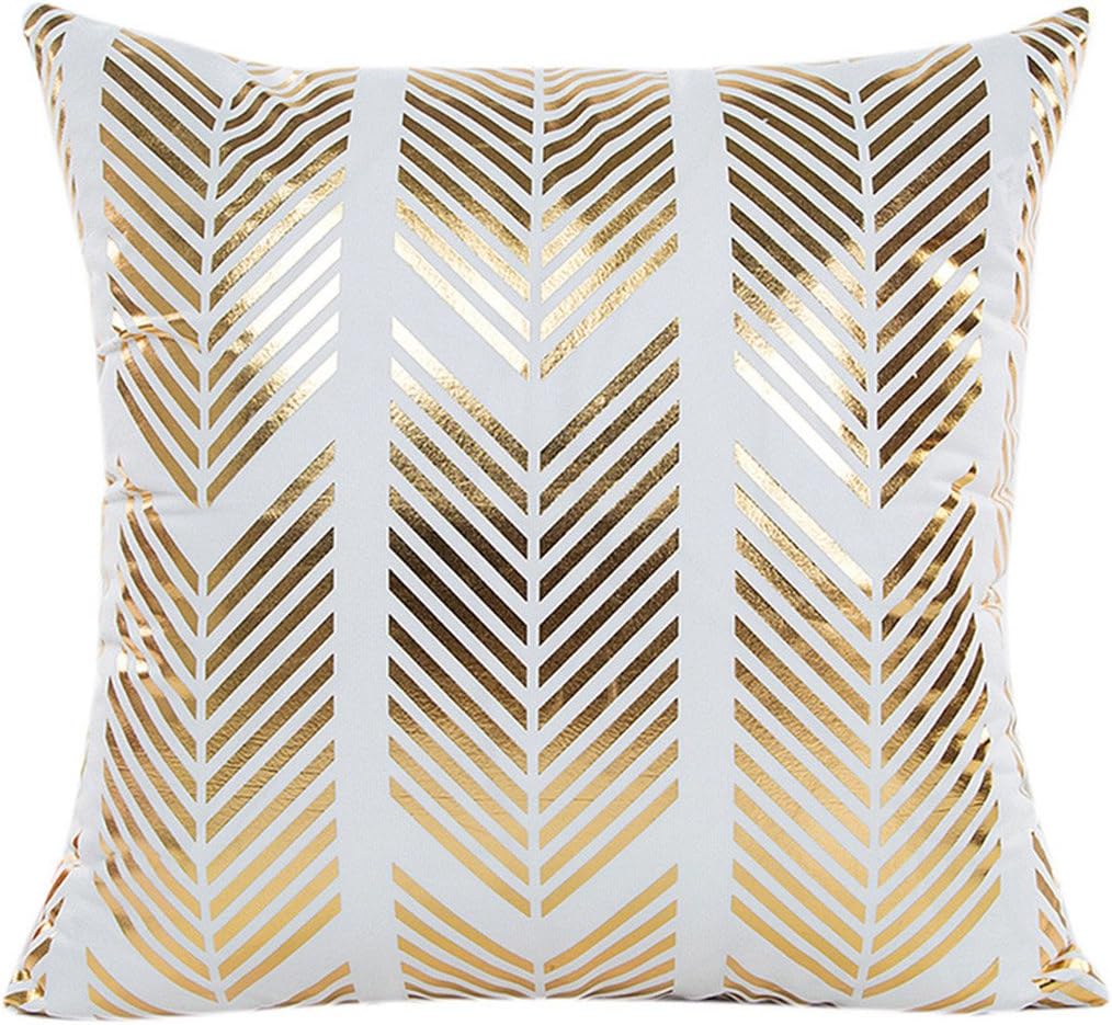 Gold Foil Printing Pillow Case, Tatis Waist Throw Cushion Cover (B)