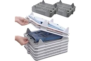 Stackable Closet Organizer - Interlocking Shirt Folding Boards & Shelf Dividers, Space-Saving Wardrobe for T-Shirts, Jeans, S