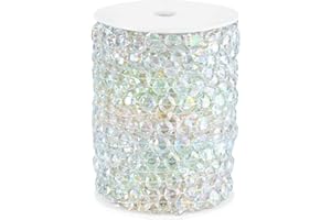 ZJJZGYXINTAI 99FT Acrylic Crystal Garland, Iridescent Shimmer Diamond-Shaped Crystal Bead Strands, DIY Crystal Beads String Roll for Christmas Tree Wedding Decorations Party Decorations Beaded Curtain Crafting
