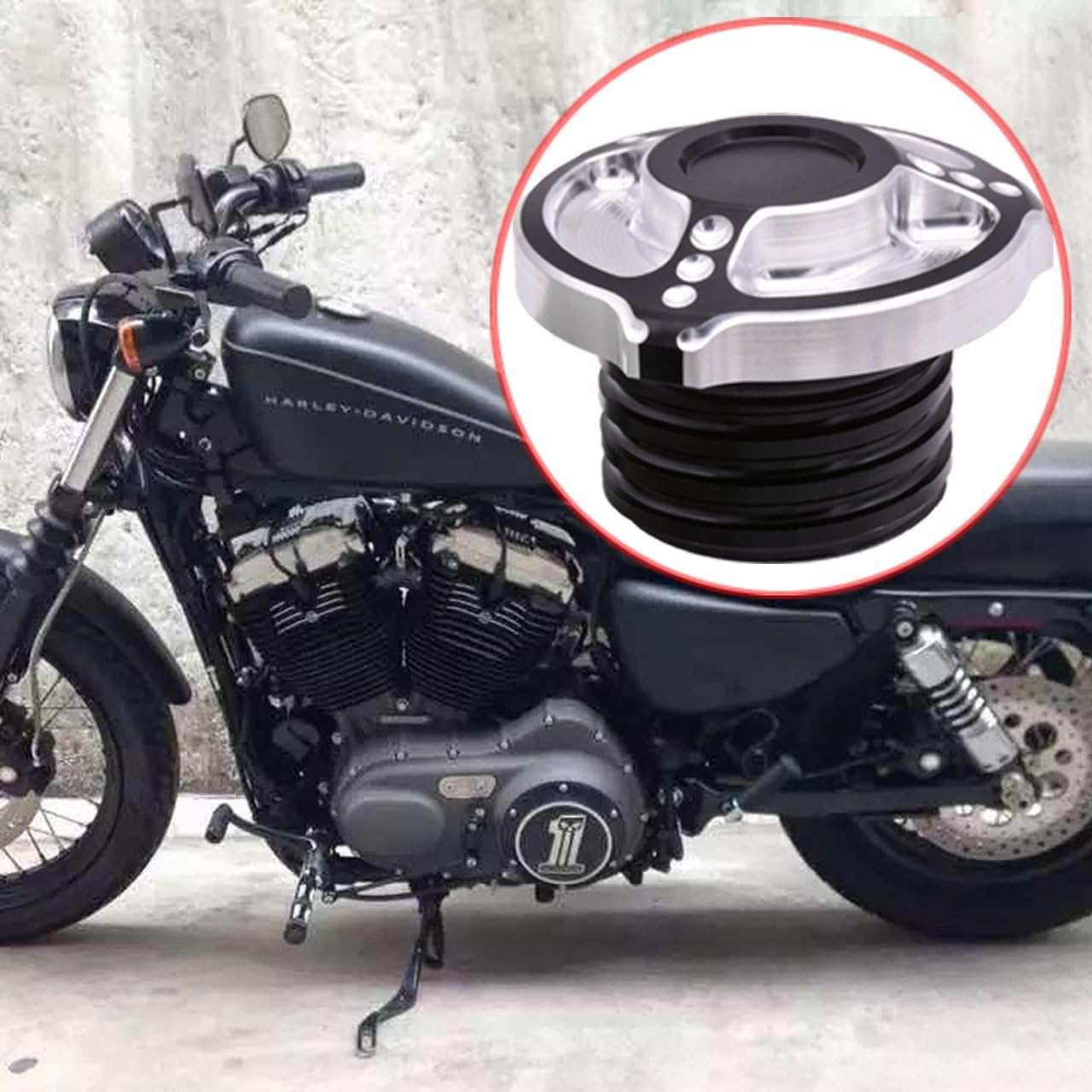 TUINCYN Motorcycle Fuel Tank Cap Gas Cap CNC Aluminum Oil Cap Cover with Leak Proof Rubber Ring for Harley Sportster XL 883 1200 1996-up (1 pcs)