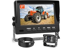 FEISIKE 1080P Wired Backup Camera System for Tractors and Farm Trucks – 7" HD Monitor with Waterproof Rear View Camera, IR Ni