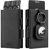 VULKIT Mens Wallet with Key Ring & Airtag Holder Leather Pop Up Card Holder RFID Blocking Keychain Wallet Cash Compartment