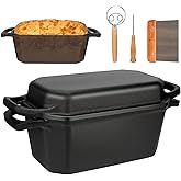 Pre-Seasoned Cast Iron Dutch Oven for Bread Baking with Skillet Lid | 3.6QT Oval Dutch Oven, Bread Oven Pan| Sourdough Bread 