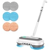KACTOR Cordless Electric Spin Mop, Self-Propelled, Spray and LED Headlight | 160 RPM dual-spin cleaning, 30-50 min runtime, 290 ml spray tank and 6 washable pads for sealed hard floors.