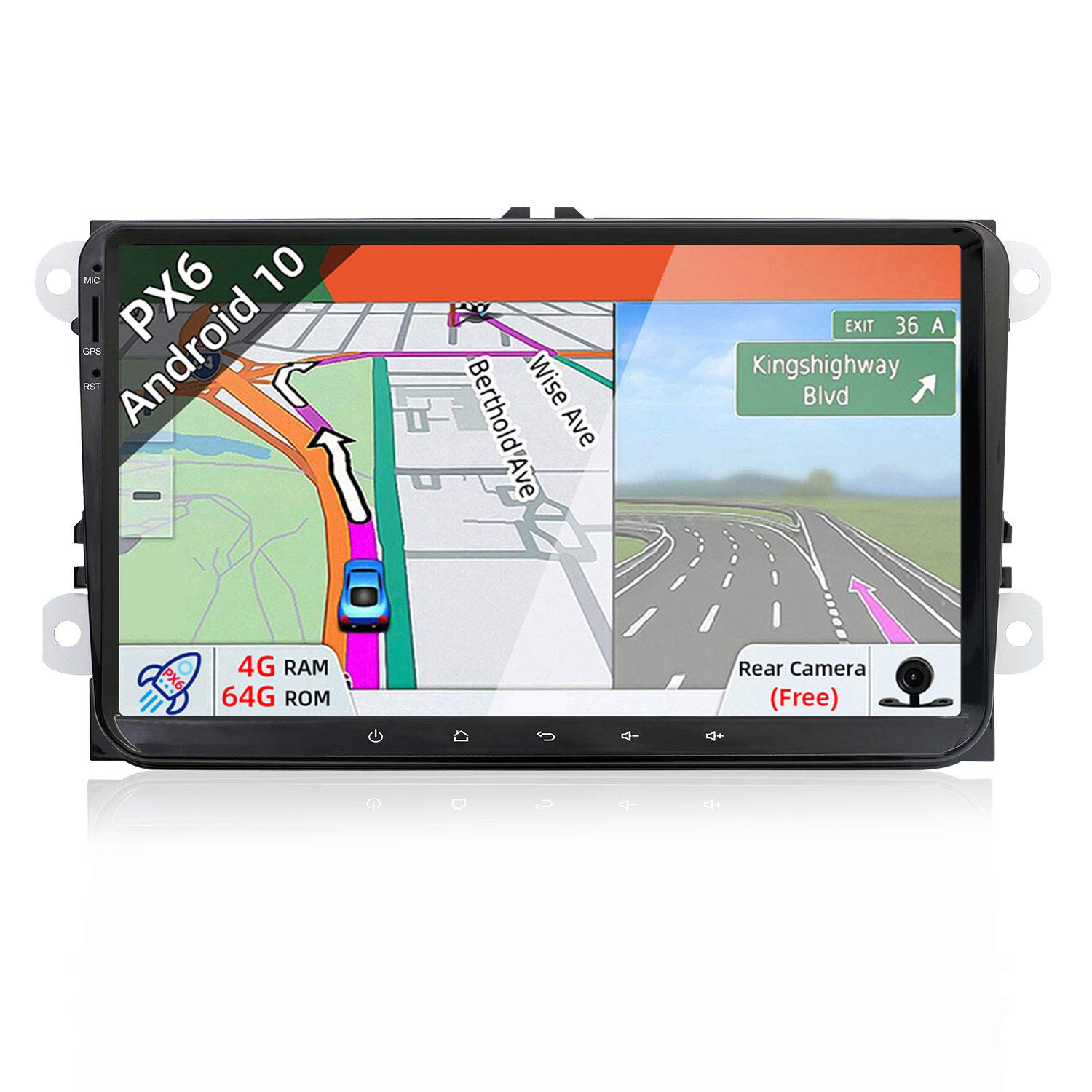 JOYX PX6 Android 10 Double Din Car Stereo Compatible for VW Golf/Skoda/Seat/Polo Head Unit | 4G+64G | Free Camera Canbus | 9 Inch | Support 4K-Video HDMI AHD-Camera 4G BT4.0 WIFI DAB SWC Google