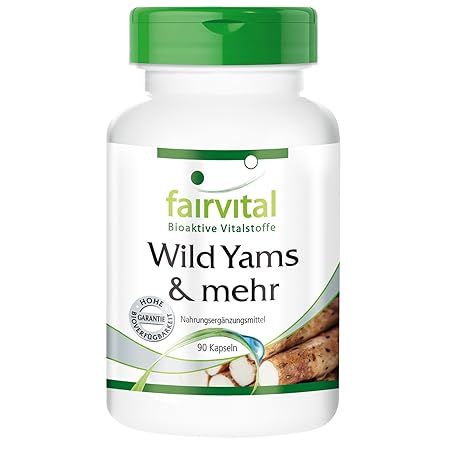 Wild Yams und mehr - GROSSPACKUNG - VEGAN - HOCHDOSIERT - 90 Kapseln -Yamswurzel mit Vitaminen, Zink und Selen
