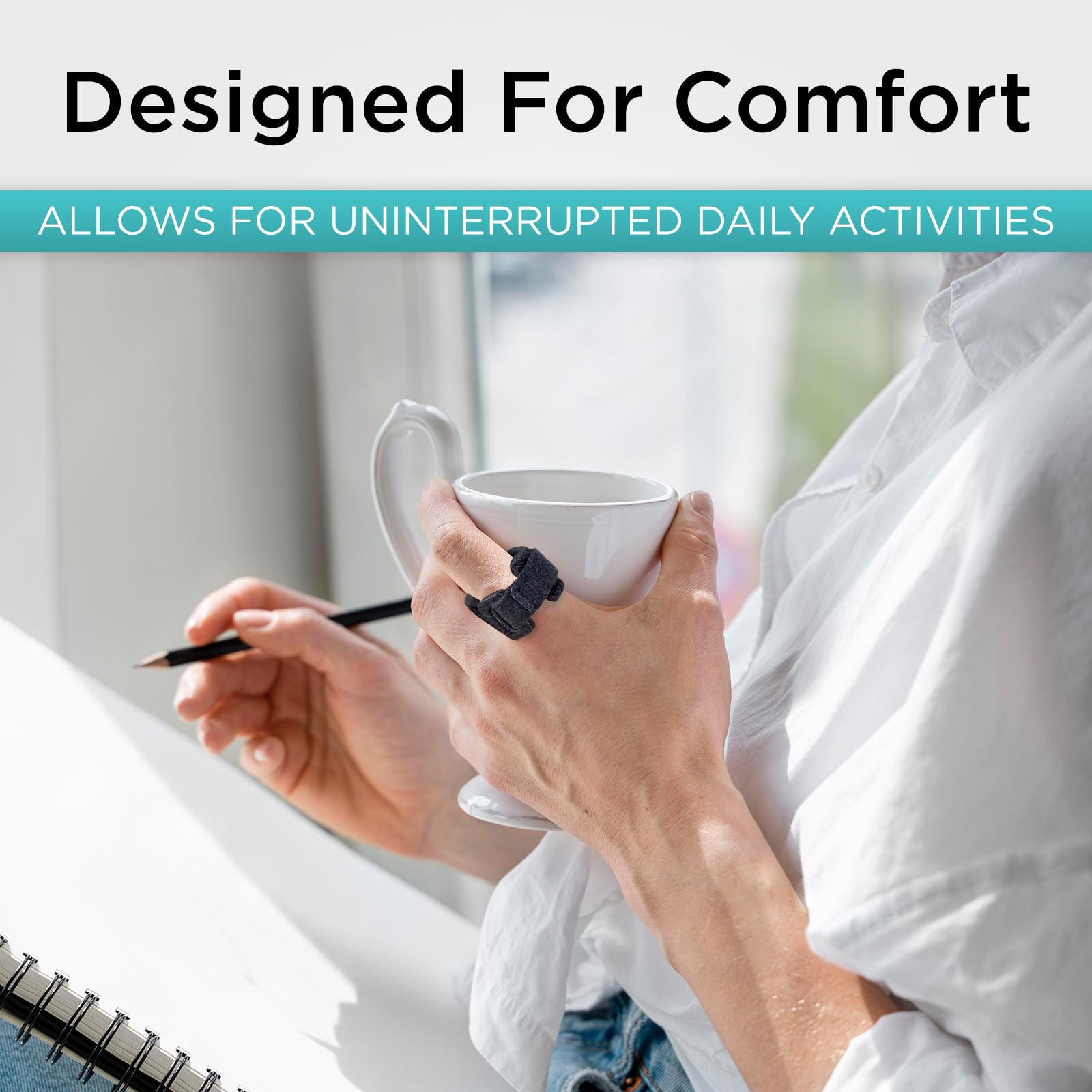 Vive Trigger Finger Splint - Support Brace for Middle, Ring, Index, Thumb, Pinky, and Hands - Straightening Curved, Bent, Locked Stenosing Tenosynovitis Tendon Lock Release Knuckle Stabilizer - HSA/FSA