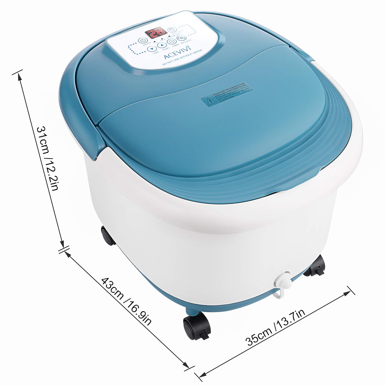 ACEVIVI Foot Spa Bath Massager with Heat, 16 Motorized Shiastu Massage Rollers, 2 Maize Massage Rollers, Foot Stone, Bubbles, Adjustable Time & Temp, Red Light, Multi-Modes Pedicure Soaking Tub: Health & Personal Care