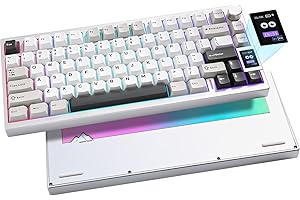 YUNZII AL80 Wireless Mechanical Keyboard,Full Aluminum CNC,Smart LCD Display,Hot Swappable Gasket 75% Layout with Knob,BT/2.4