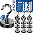 LOVIMAG Black Magnetic Hooks, 25Lbs Magnetic Hooks Heavy Duty with Epoxy Coating for Refrigerator, Magnetic Cruise Hooks for