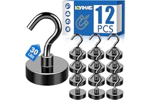 LOVIMAG Magnetic Hooks, 12 Pack 30lbs+ Magnet Hook 2025 Cruise Cabin Ship Essentials Heavy Duty Strong Magnets Refrigerator Fridge Hanging for Classroom Beach Vacation Kitchen Grills Home (Black)