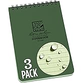Rite In The Rain Weatherproof Top Spiral Notebook, 4" x 6", Green Cover, Universal Pattern, 3 Pack (No. 946-3)