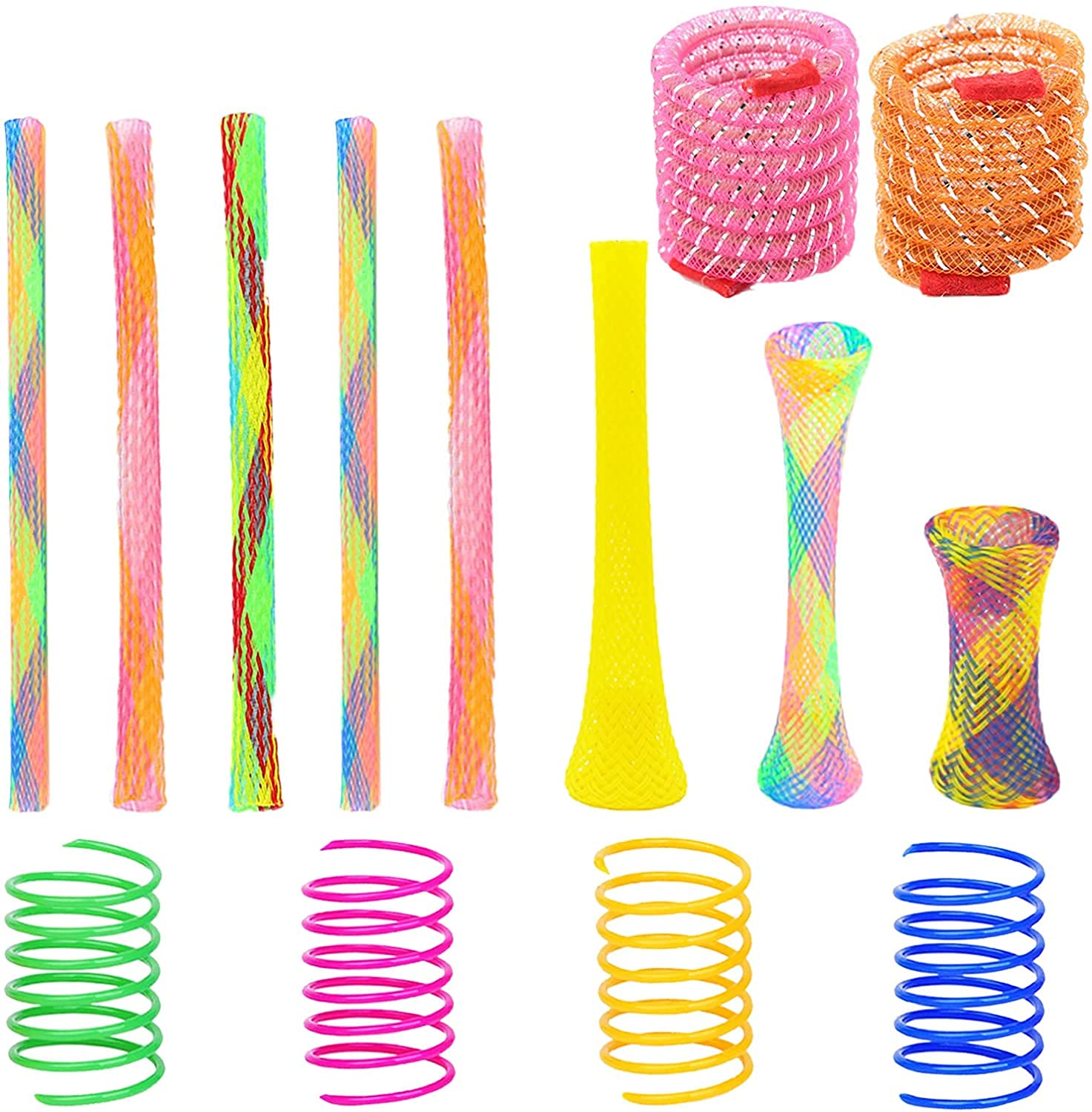 AIMICOCA 37 Pack Cat Spring Toys Set, Colorful Spring and Cat Tube Toy for Indoor Cats, Interactive Plastic Coil for Kittens to Swat, Bite, Hunt