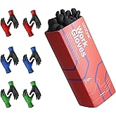 COOLJOB 6 Pairs Safety Work Gloves with Grip for Men Women, Oil/Abrasion Resistant for General Heavy-duty Purposes, Flexible & Non-slip for Mechanic Workers, Gardeners, Drivers, Red Green Blue, Large