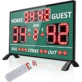 YZ Digital Baseball Scoreboard with Timer Clock, LED Outdoor Electronic Softball Scoreboard, Digital Scoreboard with Remote, Portable Baseball Scoreboard, Score Keeper with Inning/Ball/Strike/Out