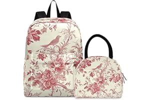 ZRYSMY Abstract Florals Pattern Lightweight Backpack with Lunch Box Set - Fits 15.6” Laptop for Women Men, Multiple Pockets f