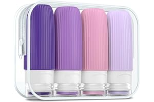 Mrsdry Travel Bottles for Toiletries, Tsa Approved 2oz Travel Bottles, BPA Free Leak Proof Travel Size Toiletry Containers, Refillable Travel Accessories with Toiletry Bag for Shampoo (4 Pack)