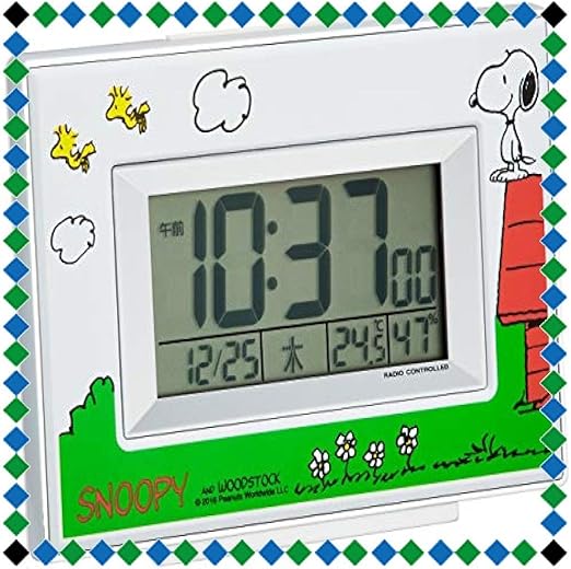 Amazon Co Jp スヌーピー 目覚まし時計 キャラクター 電波 デジタル 湿度 曜日 カレンダー 表示 白 ホビー