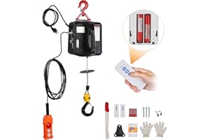 BEAMNOVA 1543lbs Portable 3-in-1 Electric Hoist Wireless Remote Control 110V 120 Volts 700kg Winch Crane Machine Hook Pulley System with Gloves