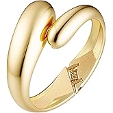 LUCSIS Gold/Silver Polished Chunky Bangle Bracelet for Women, Wide Twisted Cuff Hinged Bangle Waterdrop Teardrop, Minimalist Bangle Trendy Jewelry Gifts