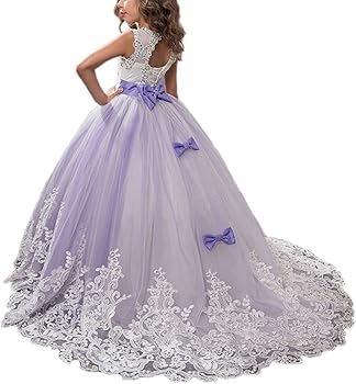 princess lilac long girls pageant dresses kids prom puffy tulle ball gown