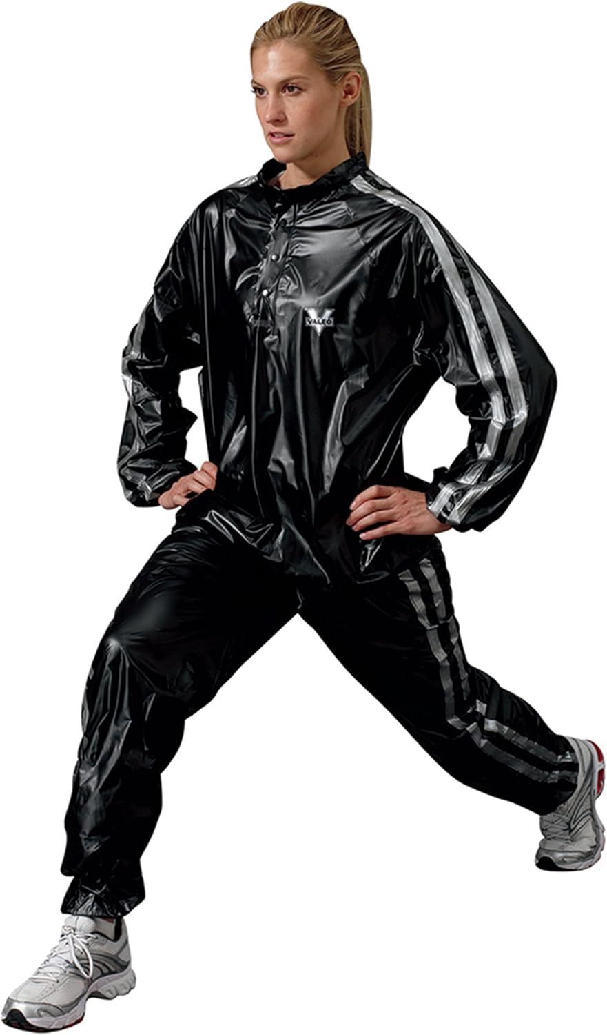 Valeo Vinyl Sauna Suit, 2 Pieces with Elasticized Wrist/Ankle Cuffs, BP6 Free, Black, VA1350, Large/X-Large: Sports & Outdoors