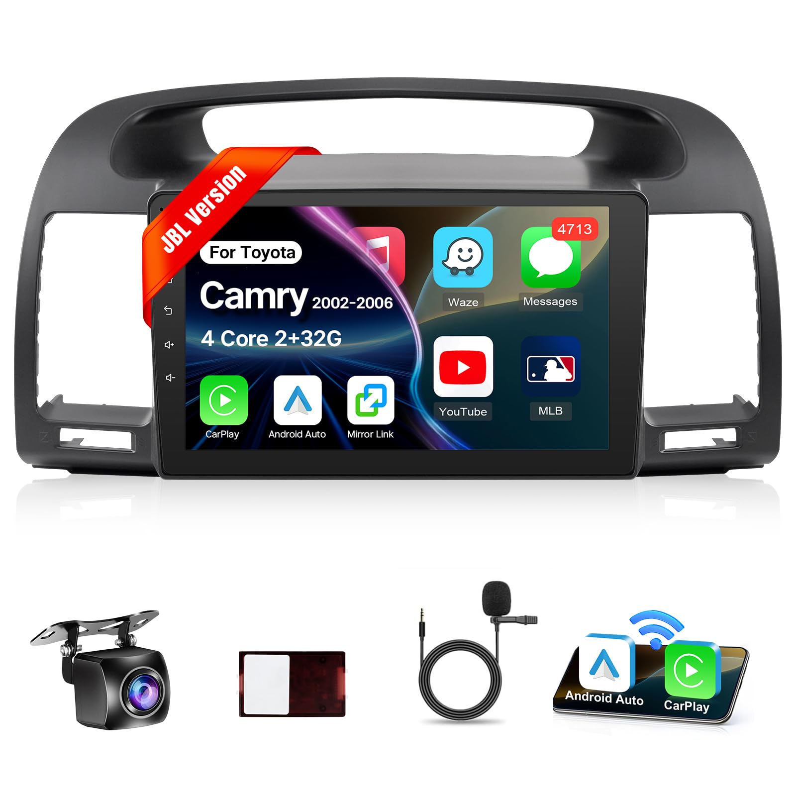 Photo 1 of Leadfan Android Car Radio for Toyota Camry 2002 2003 2004 2005 2006 Stereo with Apple Carplay Android Auto, 9inch Touch Screen for Toyota Camry Car Stereo Bluetooth WiFi GPS, Fit J.B.L