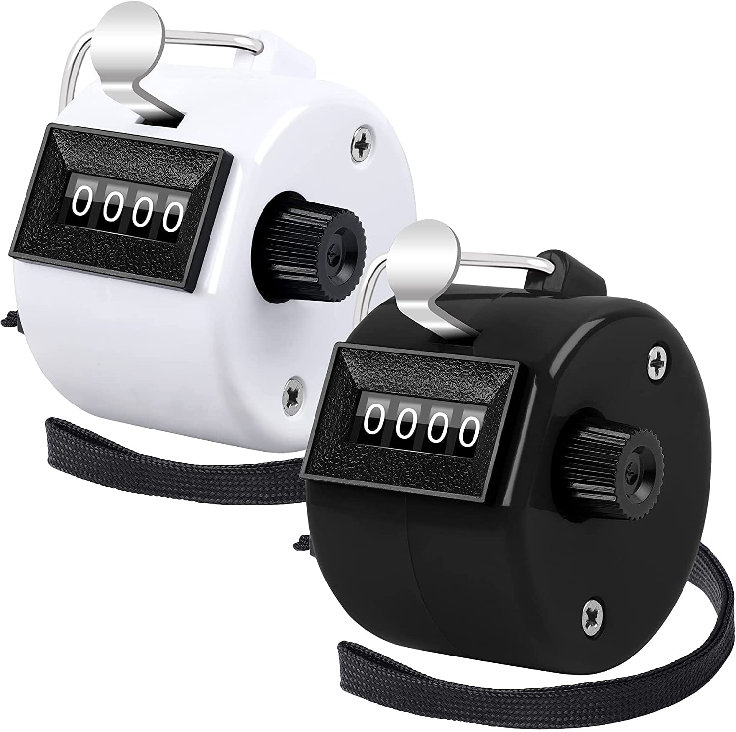 SEPGLITTER 2 Pack Clicker Counter Tally Counter 4 Digital Tally Counter for Sports School Activities (black,white)