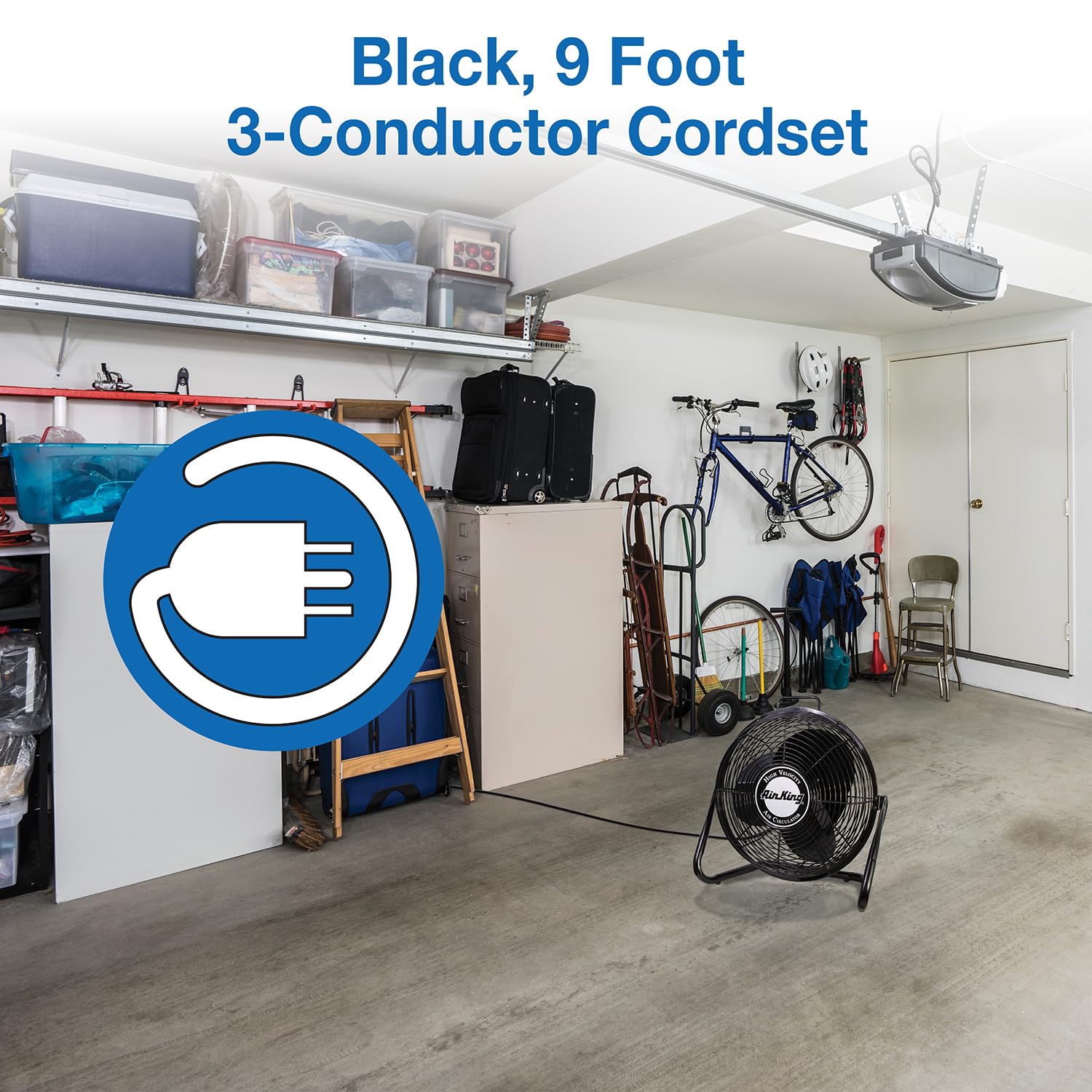 Air King 9212 12-Inch Industrial Grade High Velocity Pivoting Floor Fan , Black