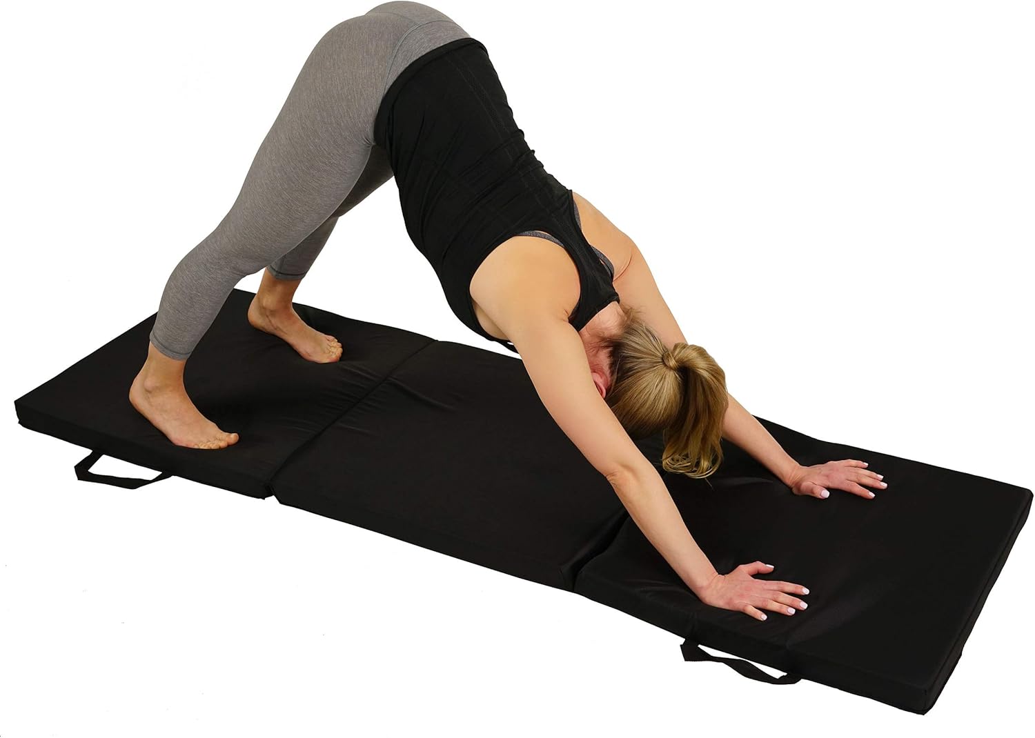 Sunny Health & Fitness Folding Gymnastics Mat - Extra Thick with Carry Handles - for Exercise, Yoga, Fitness, Aerobics, Martial Arts, Gym Mat, Cardio, Tumbling (6 FT x 2 FT) : Gymnastics Mat : Sports & Outdoors