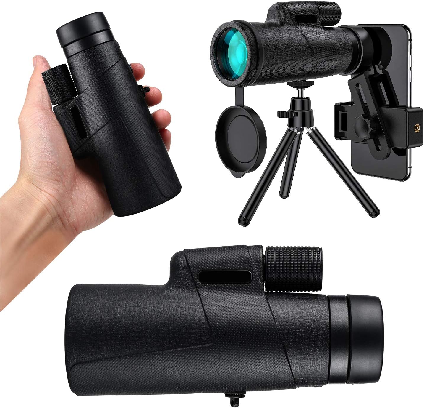 TENESA 12 X 50 High Definition Monocular Telescope, Newest Waterproof version - BAK4 Angled Scope and Smartphone Holder for Bird Watching Hunting Hiking Camping Wildlife Scenery